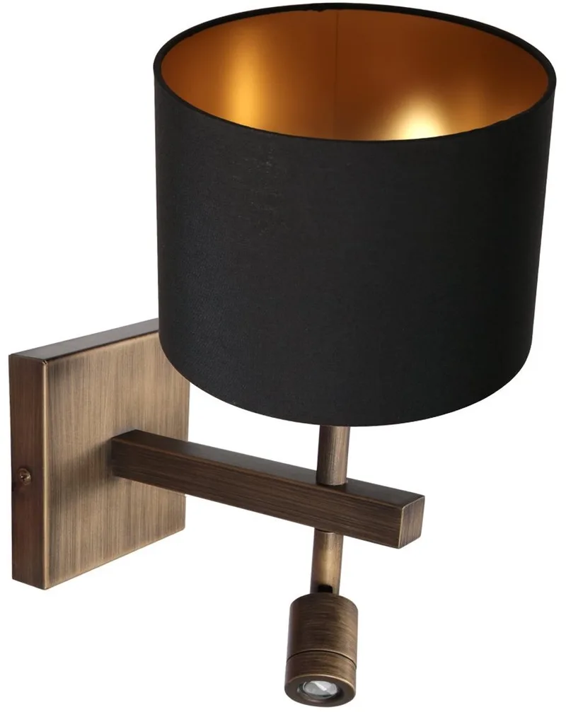 Wandlamp Stang 4890BR brons met zwart linnen kap, draaibaar en kantelbaar, Steinhauer, trendy ontwerp voor binnengebruik van Steinhauer in Bruin – productfoto