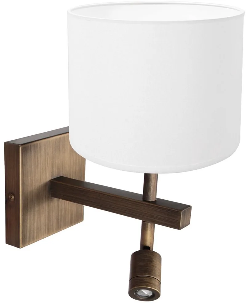 Wandlamp Stang 4891BR - trendy brons met wit linnen kap, draaibaar en kantelbaar, E27 fitting, Steinhauer de Steinhauer en Marron – photo produit