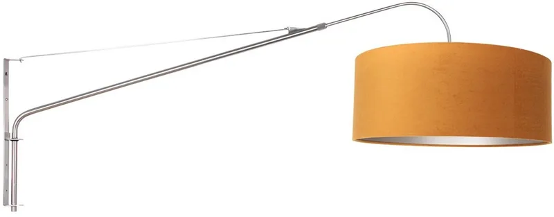 Wandlamp Steinhauer Elegant Classy 8132ST - Staalkleurig met velours kap (Ø 50 cm, hoogte 20 cm) - Draaibaar, kantelbaar en uitschuifbaar - Metaal en textiel by Steinhauer in Gold – product photo