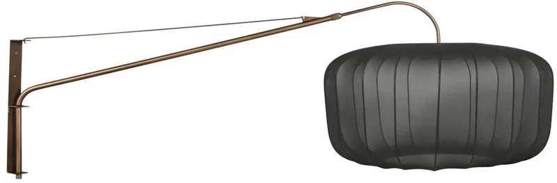 Wandlamp Vela Lino 4749BR brons met zwarte textiel kap Ø60 cm fra Steinhauer i Brun, Sort – produktbillede