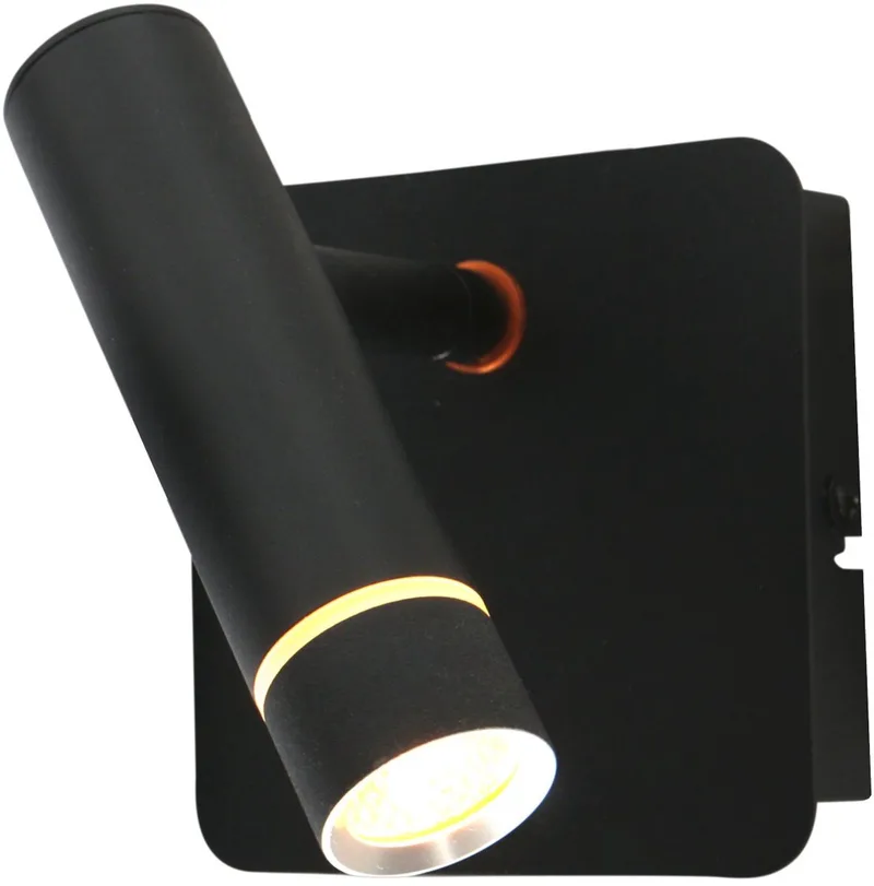 Wandlamp Volari 4712ZW met dimbare LED, draaibare en kantelbare kop, 10x10 cm, Steinhauer de Steinhauer en Noir – photo produit