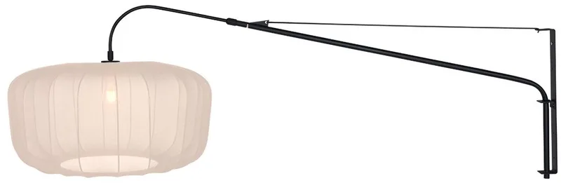 Wandlamp zwart metaal & textiel 2574ZW + K41931S Elegant Classy trendy, draaibaar, kantelbaar en uitschuifbaar binnen - merknaam Steinhauer de Steinhauer en Beige, Crème, Noir – photo produit