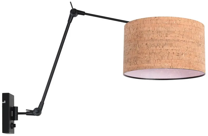 Wandlampen Prestige Chic Kurk en metaal 7396ZW + K7396FS eigentijds kantelbaar armuitklapdraaikantel binnen merk Steinhauer fra Steinhauer i Sort – produktbillede