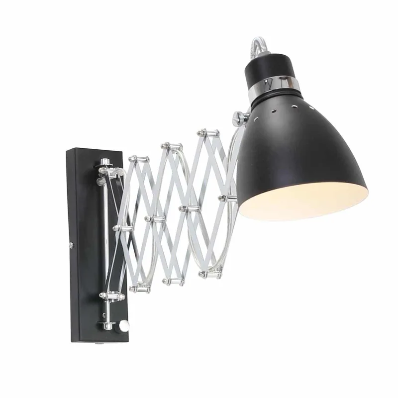 Wandspot | 12,5 cm | spring | E27 | zwart | metaal | industriële verlichting van Steinhauer – productfoto 1 van 3