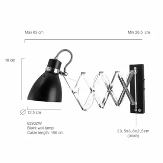 Wandspot | 12,5 cm | spring | E27 | zwart | metaal | industriële verlichting van Steinhauer – productfoto 3 van 3