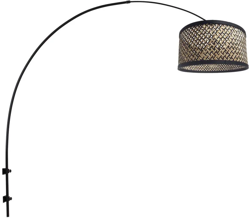 Zwarte bamboe wandlamp Sparkled Light 3695ZW 145cm Draaibaar Uitschuifbaar Steinhauer de Steinhauer en Beige, Noir – photo produit