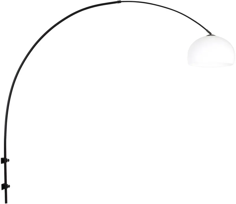 Zwarte boog wandlamp Sparkled Light 8195ZW met wit kunststof bol kap - Draaibaar, kantelbaar en uitschuifbaar von Steinhauer in Schwarz – Produktfoto