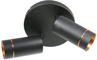 Zwarte Downlume 4858ZW 2-lichts GU10 plafondspot van Steinhauer, metaal, draaibaar en kantelbaar, diameter 25 cm, hoogte 20 cm, modern design voor binnengebruik van Steinhauer in Zwart – productfoto 1 van 2