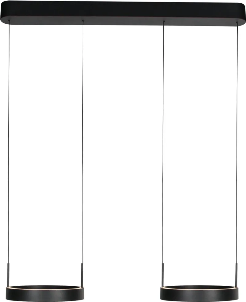 Zwarte hanglamp Mykty 4204 – Hoogte instelbaar, 30 cm cirkels, 6000 lumen, 2700K – Steinhauer Exclusive von Steinhauer in Schwarz – Produktfoto