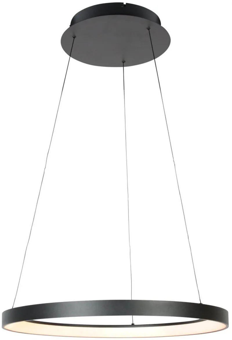 Zwarte hanglamp Ringlede 4612ZW modern van metaal en kunststof hoogteinstelbaar met kabel-lift systeem Steinhauer de Steinhauer en Noir – photo produit