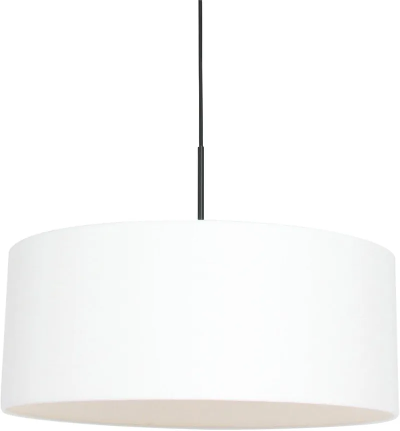 Zwarte hanglamp Sparkled Light 8154ZW 50cm met wit grof linnen kap, in hoogte verstelbaar, van metaal en textiel, merk Steinhauer, voor binnen gebruik fra Steinhauer i Sort – produktbillede