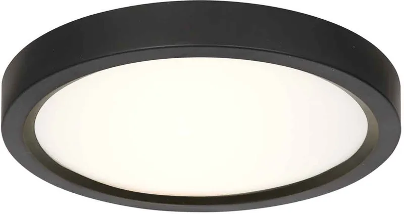 Zwarte Plafonnieres Luminix, Steinhauer, Ø29 cm, Dimbaar met 3 lichtstanden, Kunststof/metaal, Geschikt voor binnen, Modern design, IP44 geschikt voor vochtige ruimtes von Steinhauer in Schwarz – Produktfoto