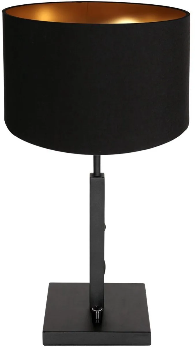 Zwarte tafellamp Stang 7197ZW van Steinhauer - Modern met metalen voet en textiele kap van 20 cm diameter voor binnengebruik von Steinhauer in Schwarz – Produktfoto