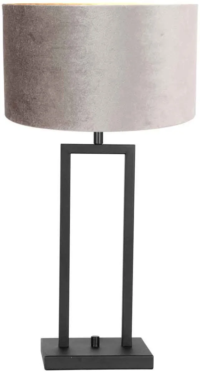 Zwarte tafellamp Stang 8213ZW van Steinhauer van metaal met grijze velours kap en kantelbare fitting, moderne binnenverlichting de Steinhauer en Gris, Noir – photo produit