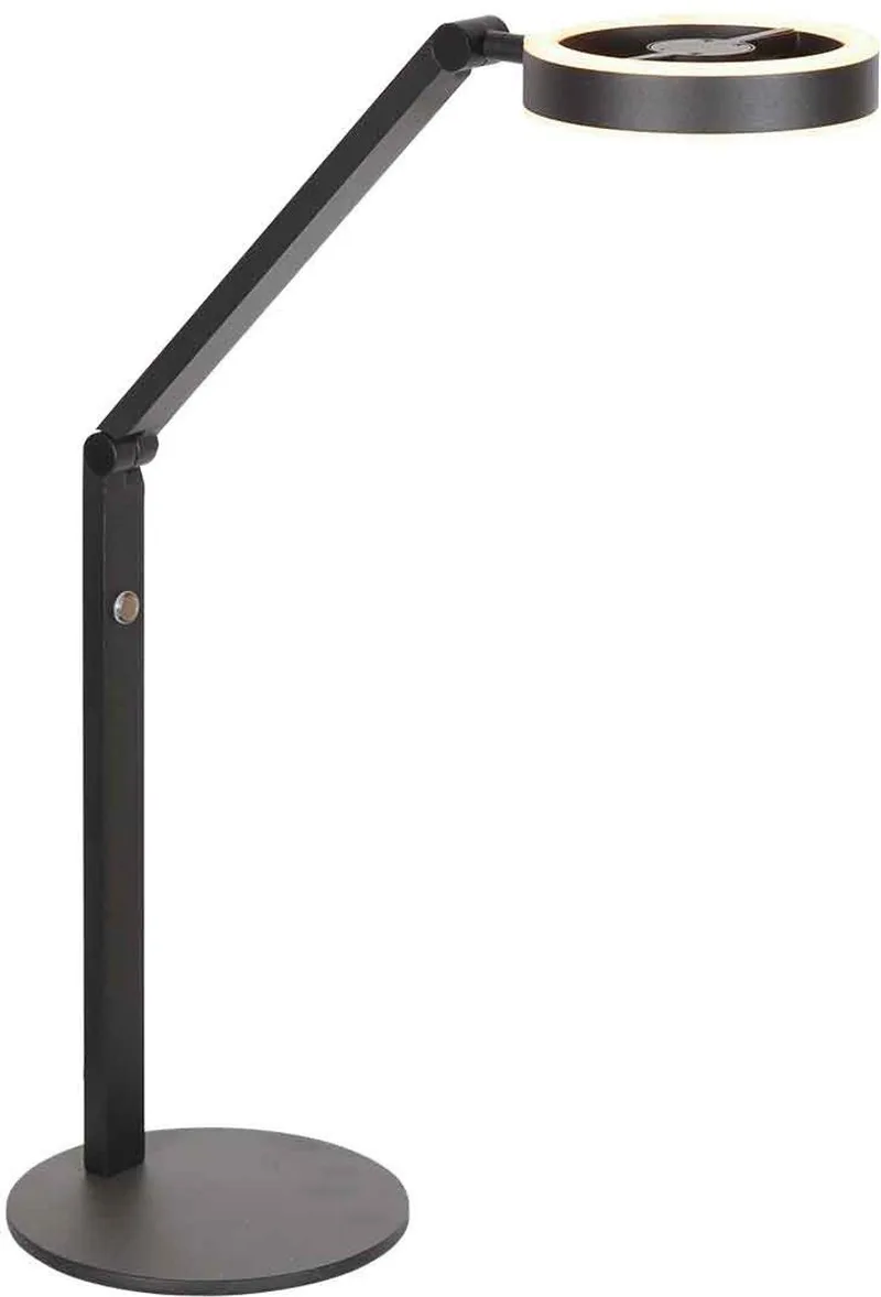 Zwarte tafellamp Steinhauer Ringlux 4139ZW, hoogte verstelbaar van 40 tot 75 cm, gemaakt van kunststof en metaal, met geïntegreerde dimmer en 1000 Lumen verlichting de Steinhauer en Noir – photo produit