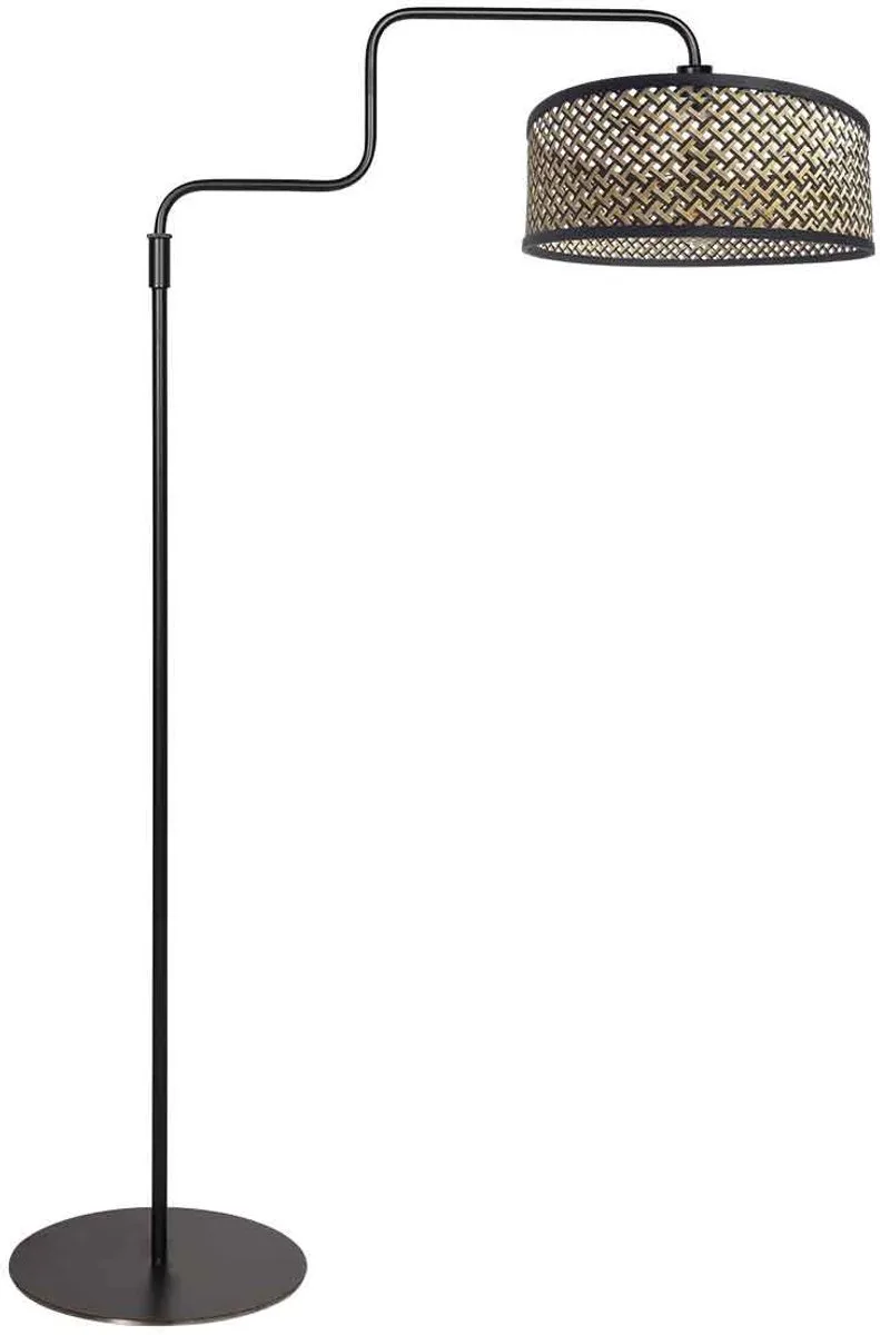 Zwarte Vloerlamp Bloeba 4170ZW van Bamboe en Metaal, Draaibaar en Uitschuifbaar, Verstelbare Hoogte 150-165 cm, Steinhauer van Steinhauer in Zwart – productfoto