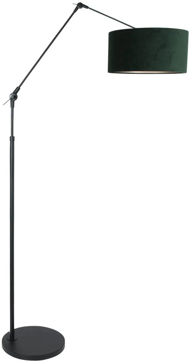 Zwarte vloerlamp booglamp Prestige Chic 8115ZW met velours kap, metaalmateriaal, moderne stijl, 220 cm snoer, Steinhauer van Steinhauer in Groen – productfoto