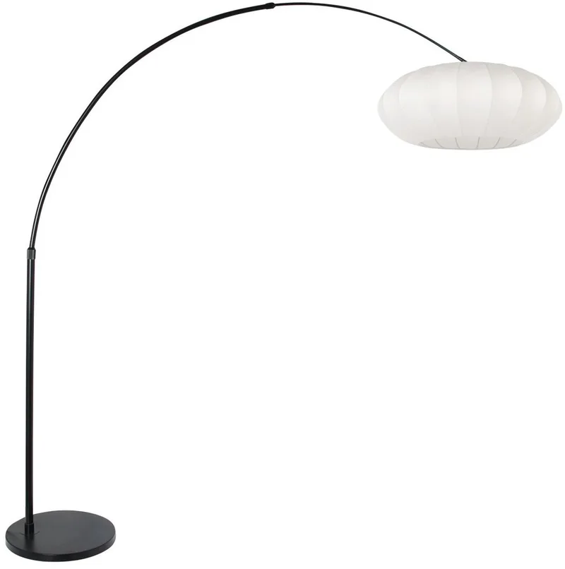 Zwarte Vloerlamp Luma-Nola 3807ZW, Metaal en Textiel, Hoogte Uitschuifkantel, Draaibaar en Kantelbaar, Steinhauer, 250 cm Snoer de Steinhauer en Blanc, Noir – photo produit