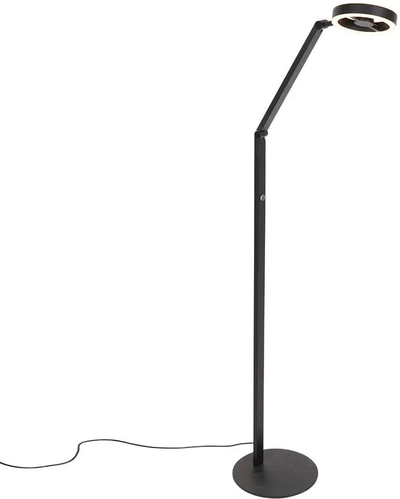 Zwarte vloerlamp Ringlux 4138ZW 1000 Lumen, verstelbare hoogte van 110-140 cm, kunststof en metaal, Steinhauer design lamp voor binnengebruik från Steinhauer i Svart – produktbild