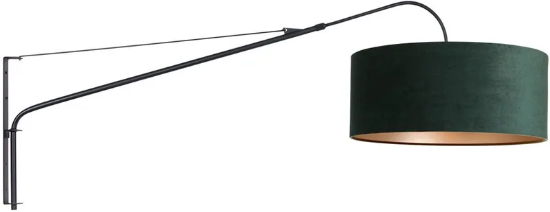 Zwarte wandlamp Elegant Classy 8133ZW van Steinhauer, met metaal en textiel, uitschuifbaar, draaibaar en kantelbaar, diameter 50 cm, hoogte 20 cm, modern klassiek design von Steinhauer in Schwarz – Produktfoto