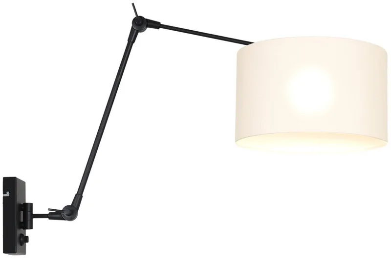 Zwarte wandlamp Prestige Chic 8120ZW met draaibaar en kantelbaar arm, gemaakt van metaal en textiel, voor binnengebruik von Steinhauer in Schwarz – Produktfoto