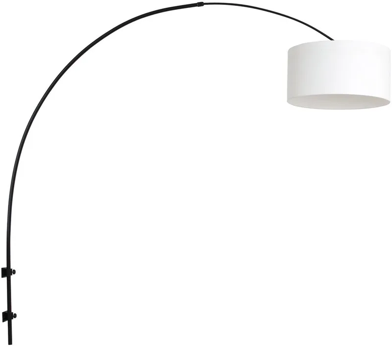 Zwarte wandlamp van metaal en textiel, 145 cm hoog met 40 cm brede kap - Sparkled Light 8138ZW by Steinhauer in White, Black – product photo