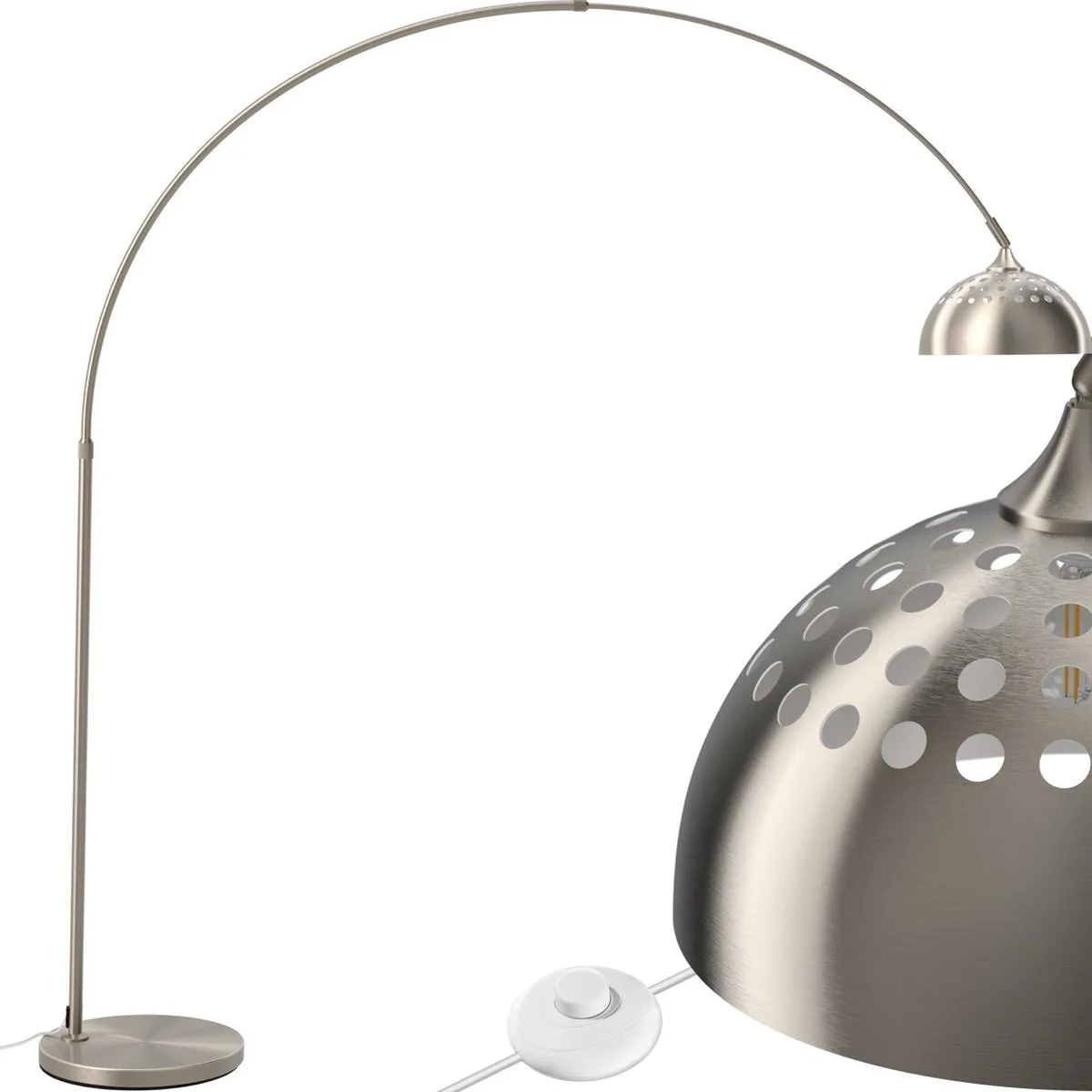 Booglamp - Staand - Vloerlamp - Retro Vintage Eetkamerlamp - Hangend, ideaal voor eettafel en woonkamer - Arc-lamp - Nikkelkleurig de tectake en Mat nikkel – photo produit