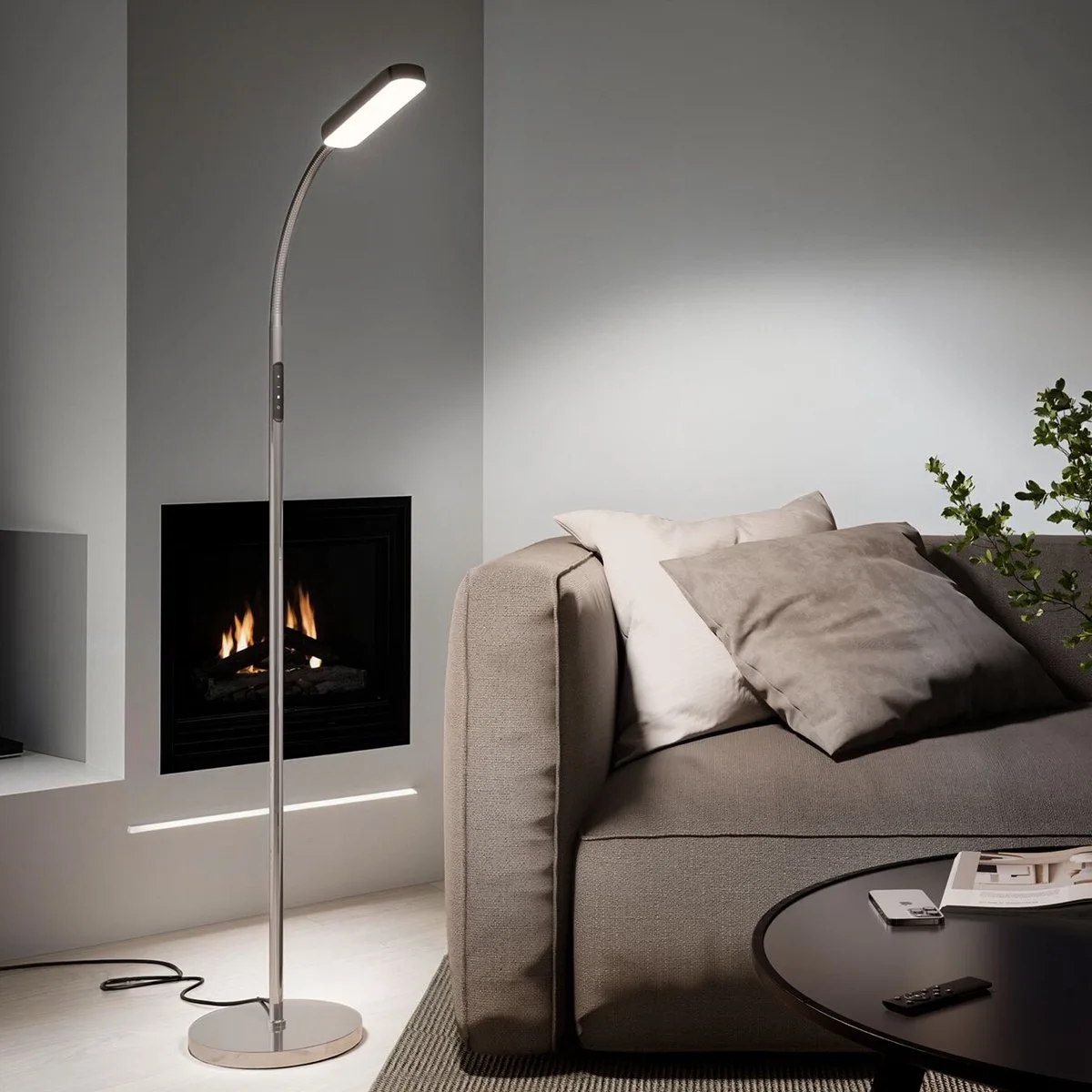 LED-Vloerlamp - Dimbare lamp - Zwanenhalslamp - Modern, met 5 lichtmodi - Verlichting voor woonkamer, kinderkamer, slaapkamer - Als leeslamp of bureaulamp från tectake i Silver – produktbild