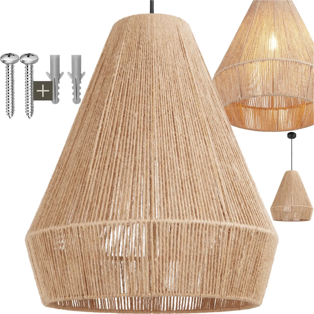 Plafondlamp Suri - Hanglamp in Boho stijl - Ø40,5 x 47 cm - Woonkamer Lamp met Lampenkap van Jute - 40W - Decoratieve Hanglampen voor Woonkamer, Slaapkamer, Eetkamer von tectake in Natur – Produktfoto