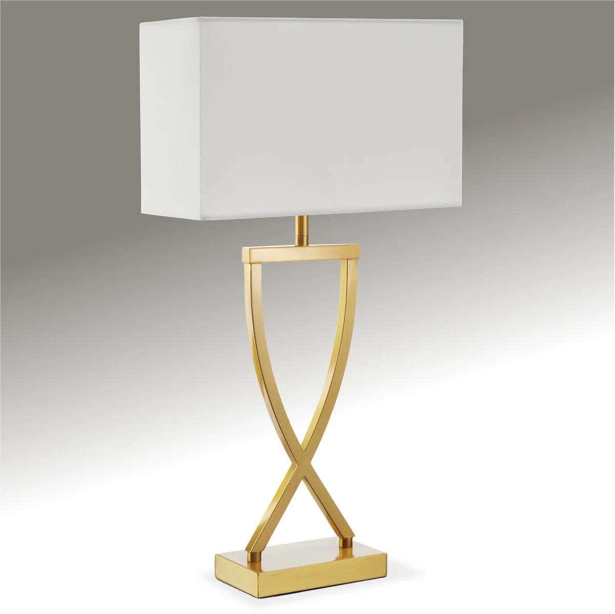 Tafellamp Avina - Lamp voor Slaapkamer, Woonkamer, Bureau - Modern Design - 27 x 12 cm Lampenkap - E27 - Frame fra tectake i Messingkleurig – produktbillede