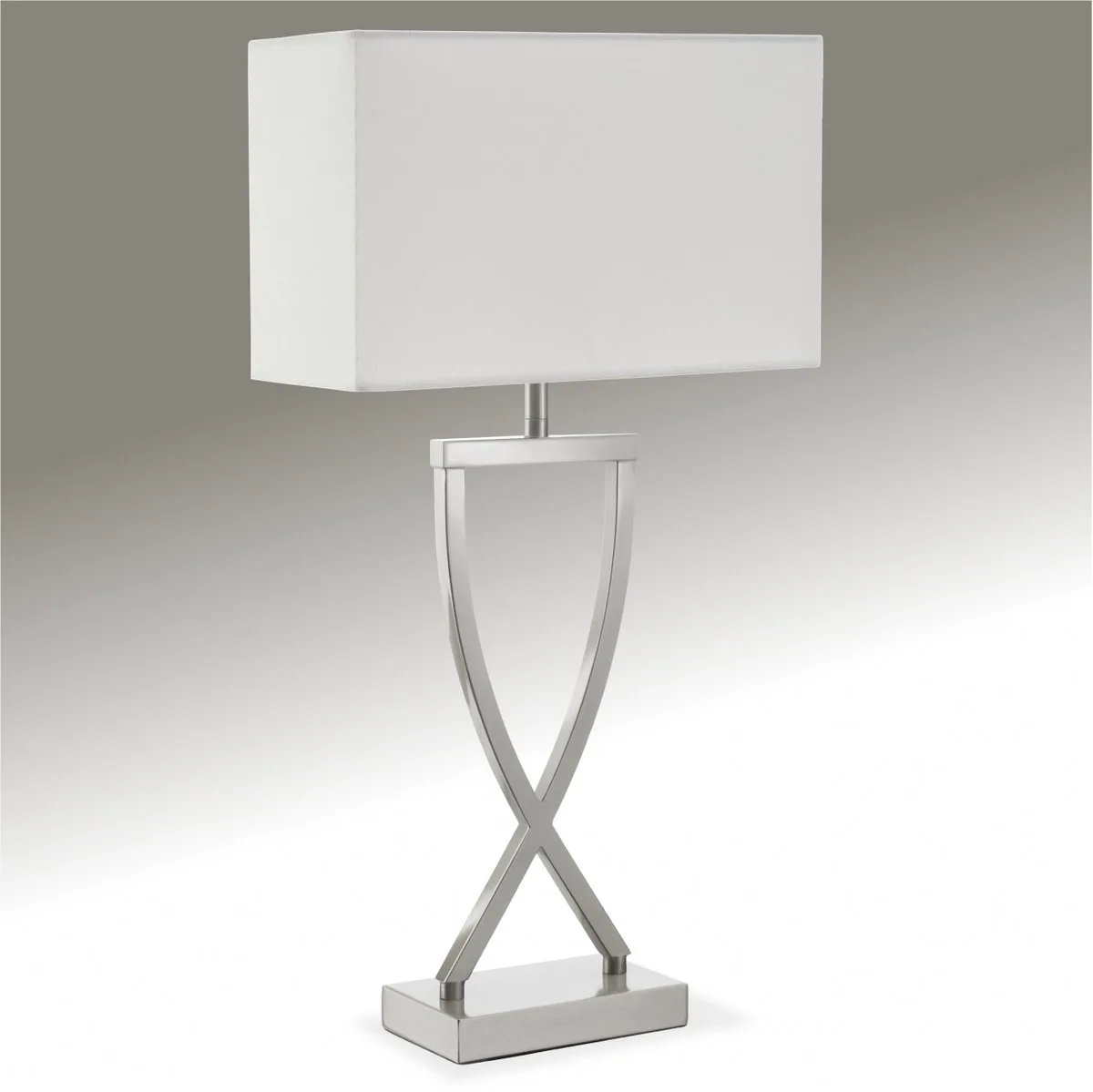 Tafellamp Avina - Lamp voor Slaapkamer, Woonkamer, Bureau - Modern Design - 27 x 12 cm Lampenkap - E27 - Frame de tectake en Nikkelkleurig – photo produit
