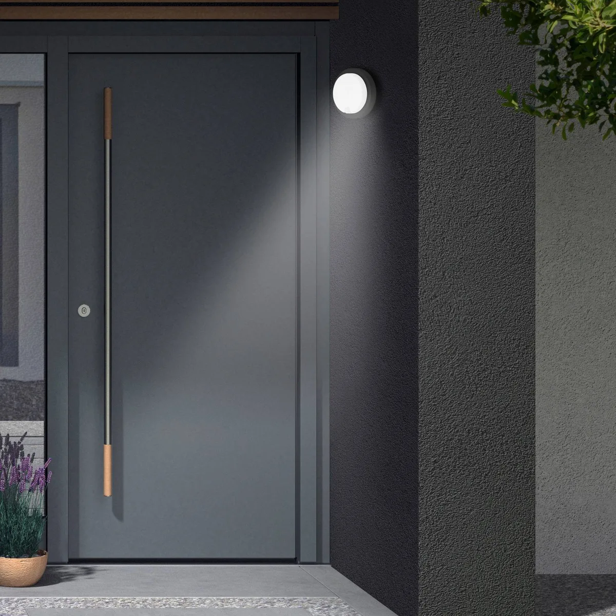 Udendørs LED-væglampe Dortmund Ø17cm sort fra Telefunken i Sort, Hvid – produktbillede