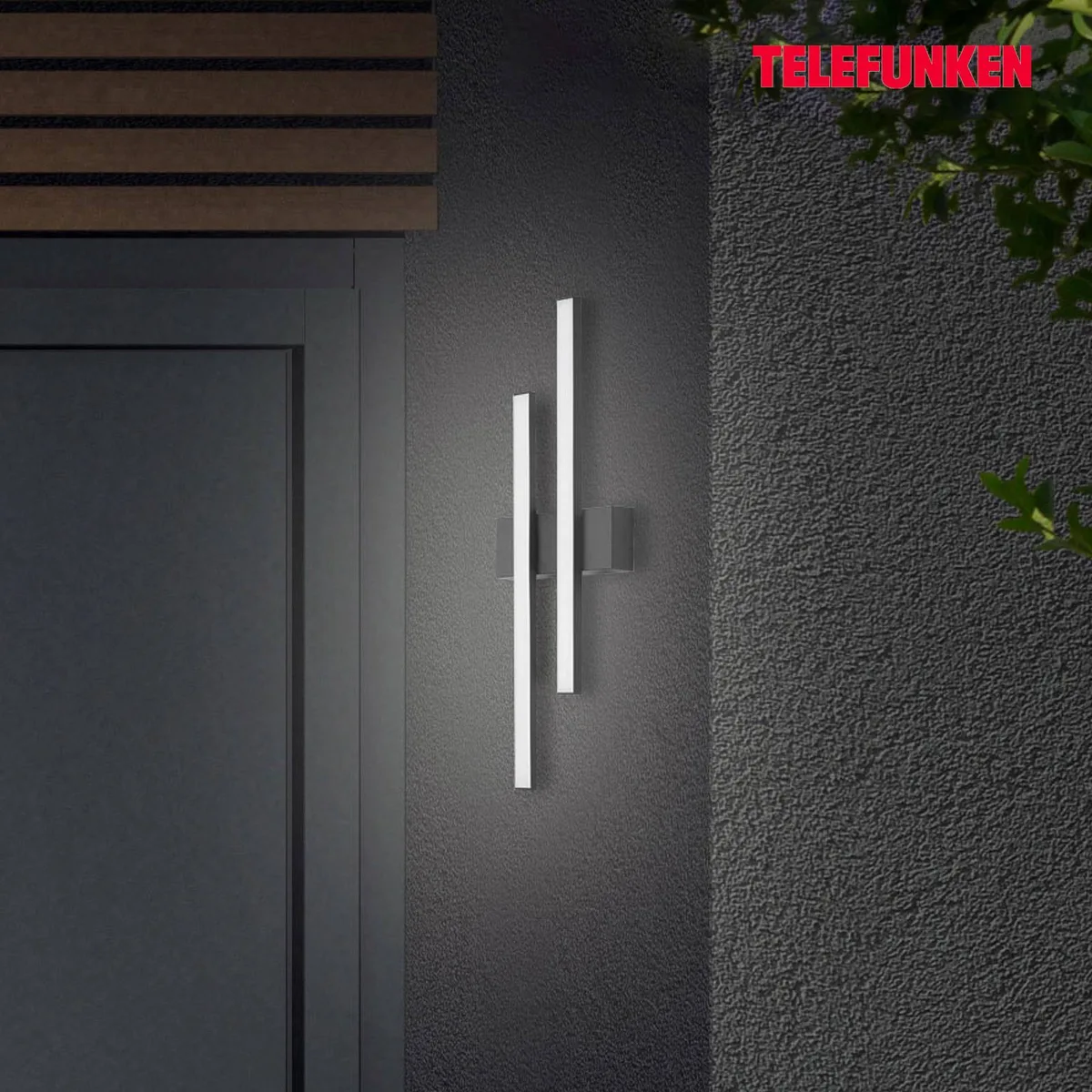 LED buitenwandlamp Graz direct 2-lamps fra Telefunken i Sort – produktbillede