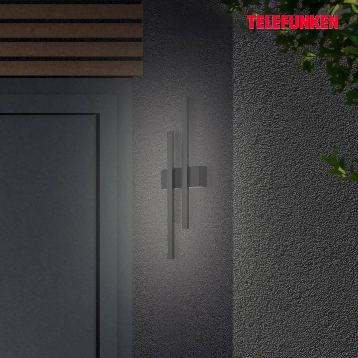 Graz udendørs LED-væglampe indirekte sort, 2 lysk. fra Telefunken i Sort – produktbillede