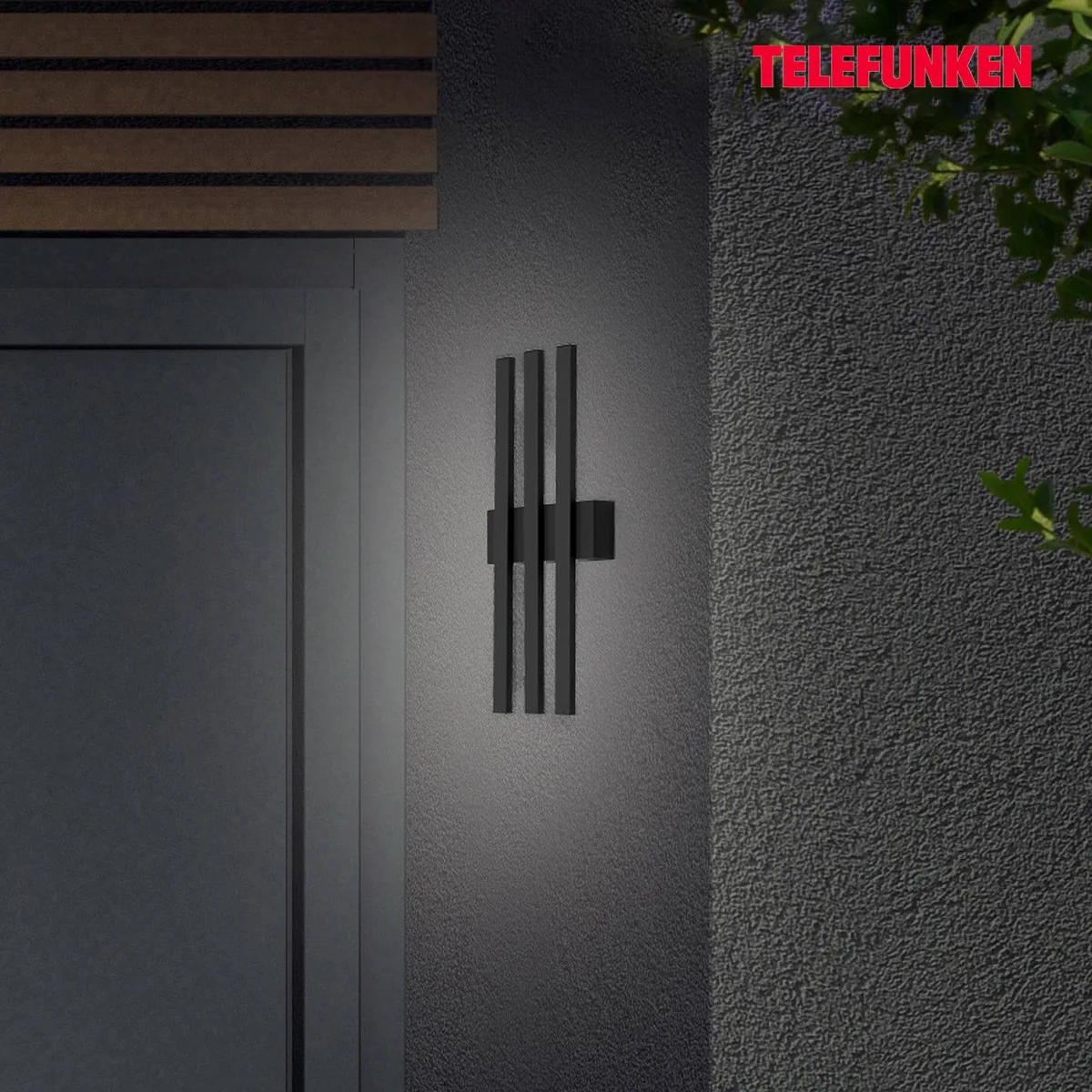 LED buitenwandlamp Graz indirect 3-lamps de Telefunken en Noir – photo produit