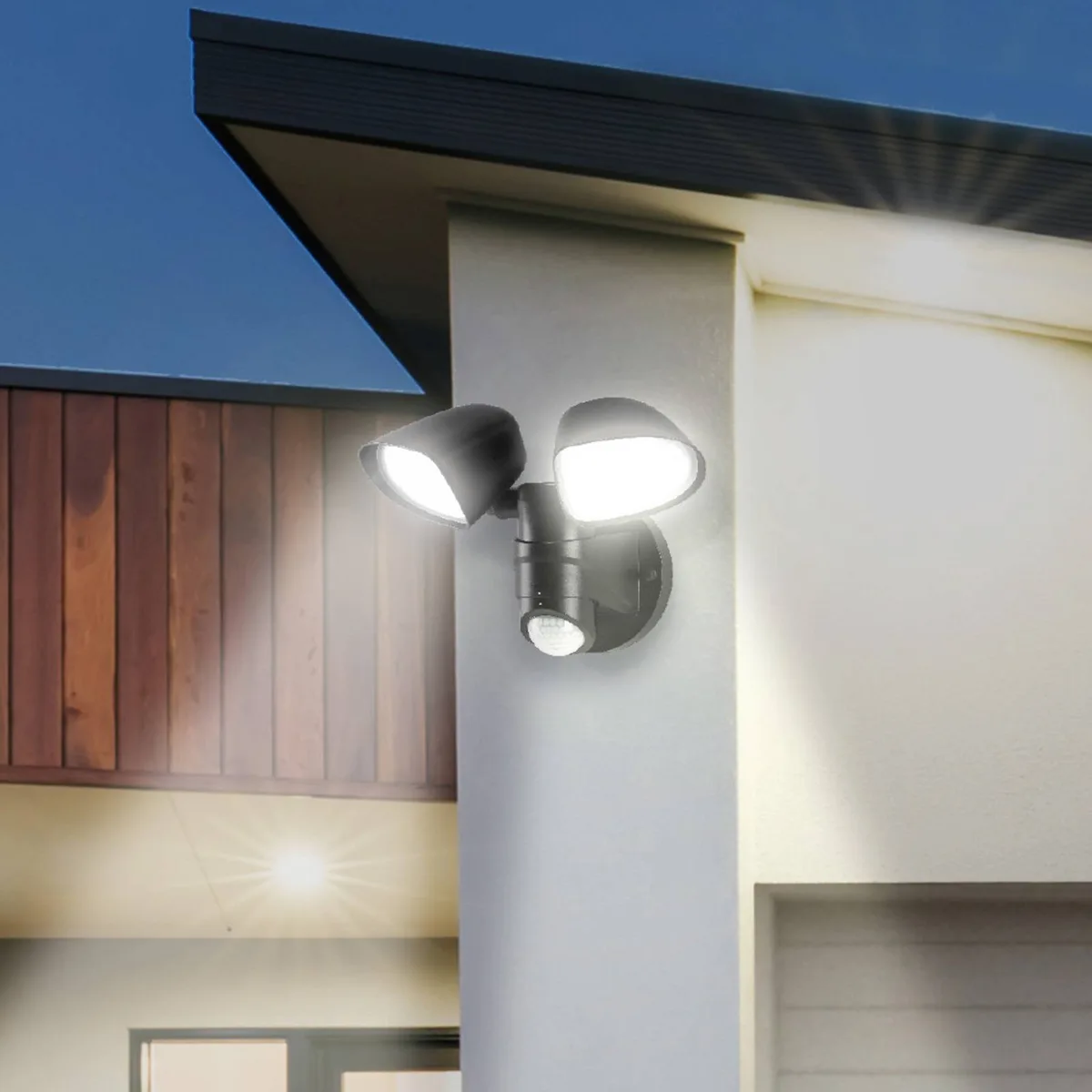 LED sensor buitenwandspot Bilbao 2-lamps de Telefunken en Noir – photo produit