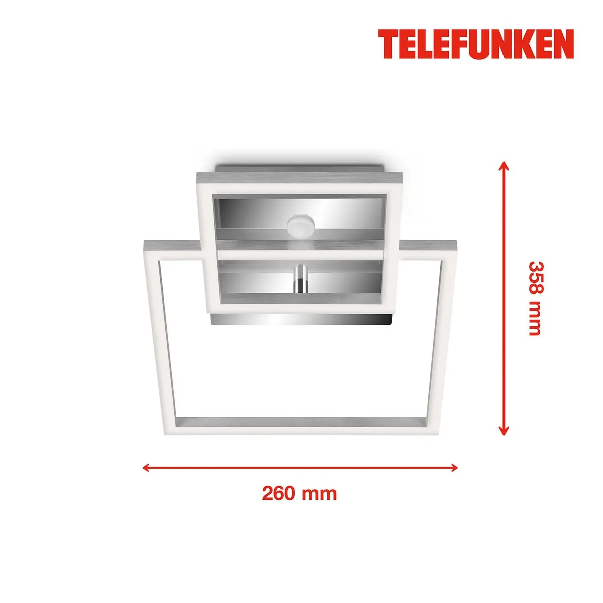 LED sensor plafondlamp frame chroom/alu 26x36cm de Telefunken en Chrome, Aluminium geborsteld – photo produit