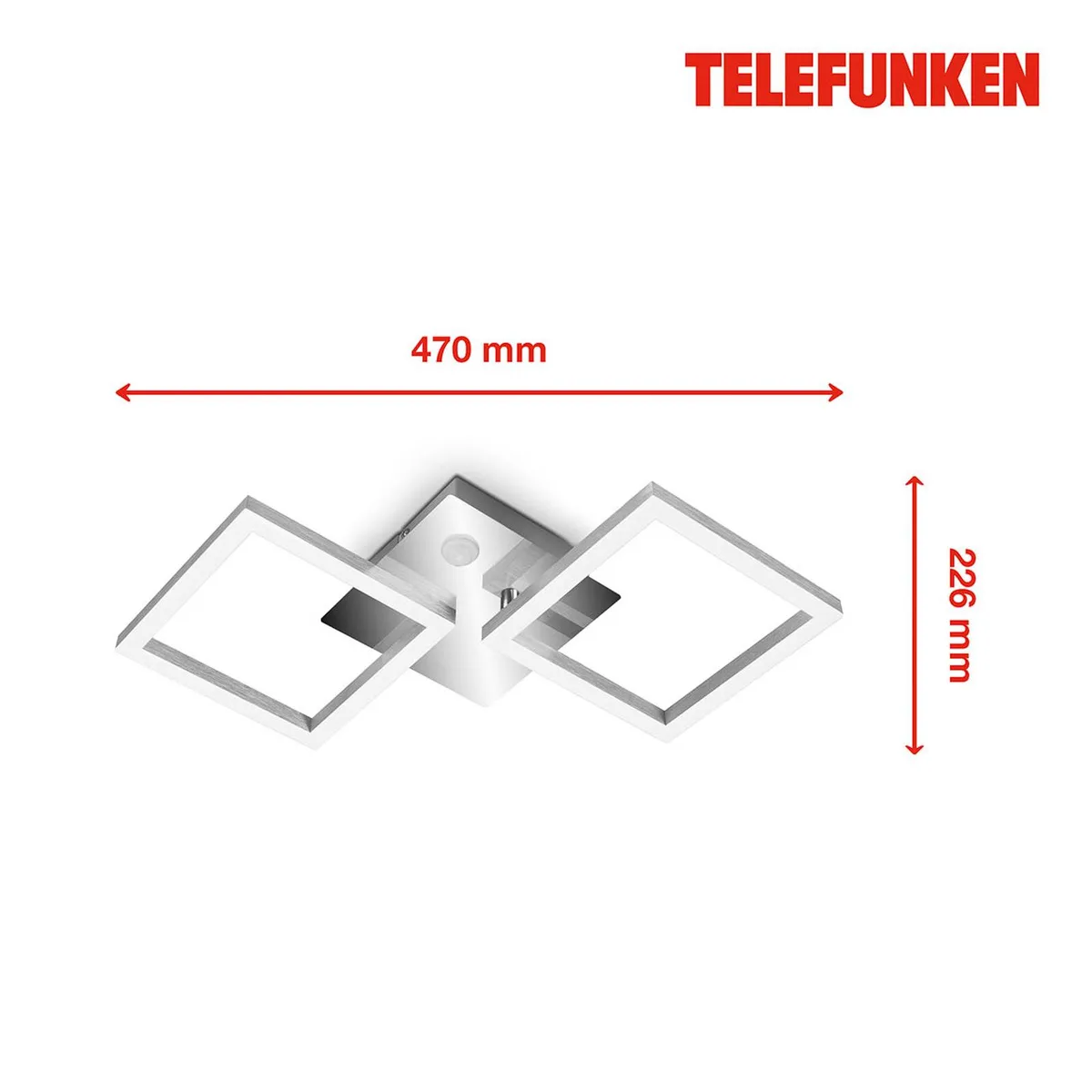 LED sensor plafondlamp frame chroom/alu 47x23cm fra Telefunken i Krom, Aluminium geborsteld – produktbillede