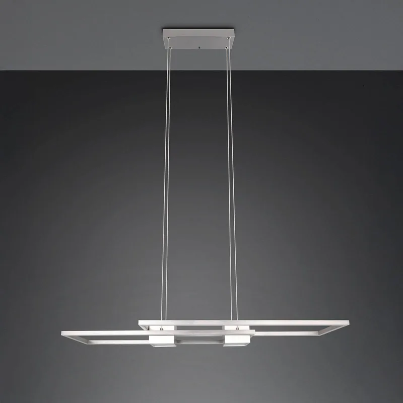 Albany LED hanglamp, nikkel, 100 x 28 cm, aluminium, CCT dimbaar von Trio in Mat nikkel – Produktfoto