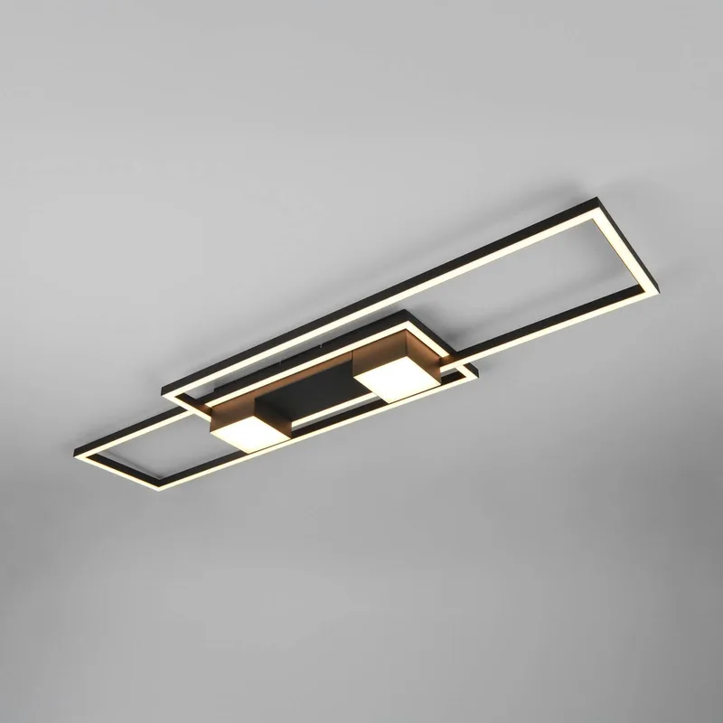 Albany LED plafondlamp, zwart, 100 x 28 cm aluminium CCT dimbaar de Trio en Zwart mat – photo produit