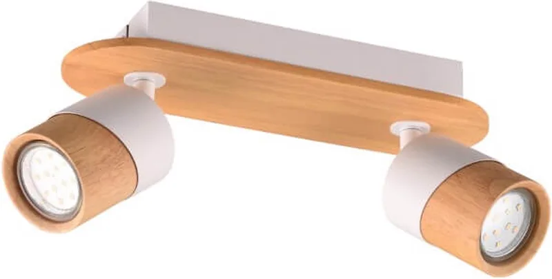 ARUNI - Spot - met wit - excl. 2x GU10 4,5W de Trio en Houtkleurig – photo produit