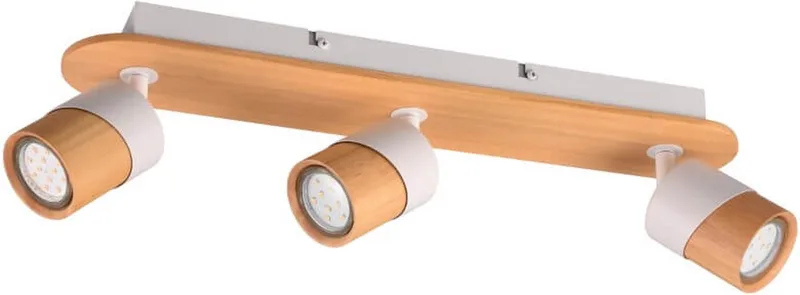 ARUNI - Spot - met wit - excl. 3x GU10 4,5W de Trio en Houtkleurig – photo produit