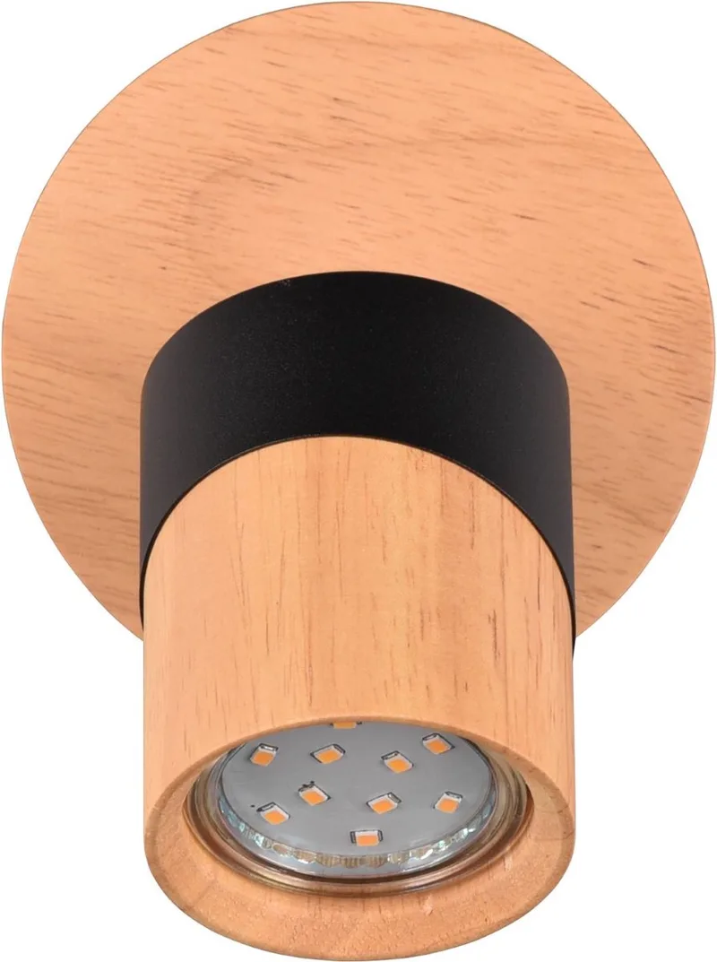 ARUNI - Spot - met zwart - excl. 1x GU10 4,5W de Trio en Houtkleurig – photo produit