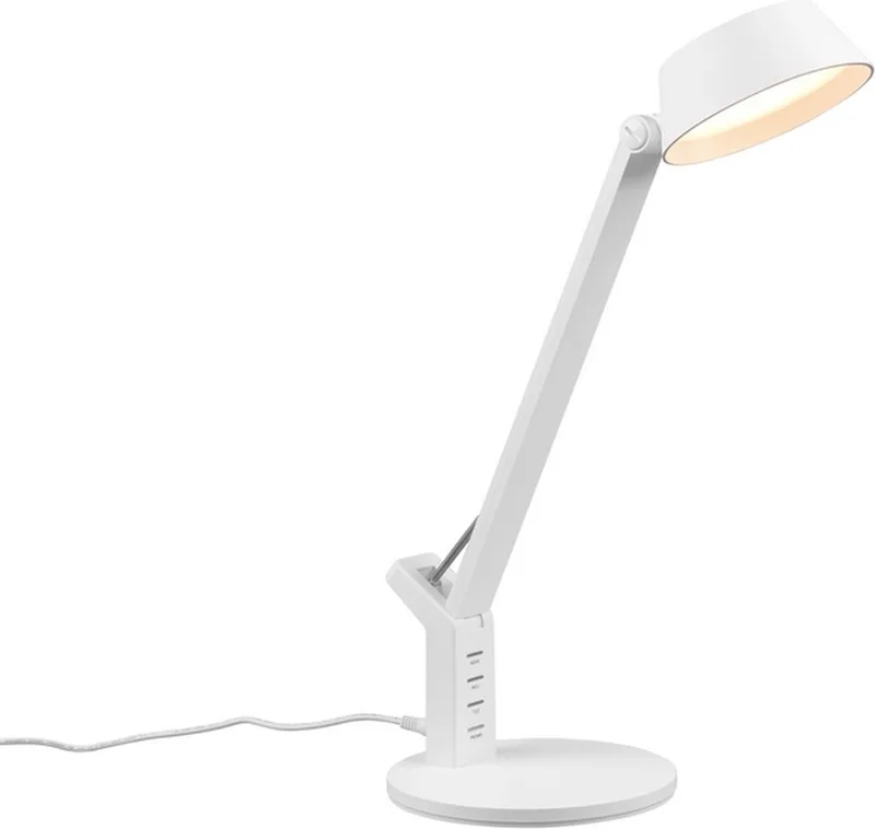 AVA - Tafellamp - incl. 1x SMD 5,2W - USB ingang - Oplaadfunctie - Bureaulamp de Trio en Wit mat – photo produit