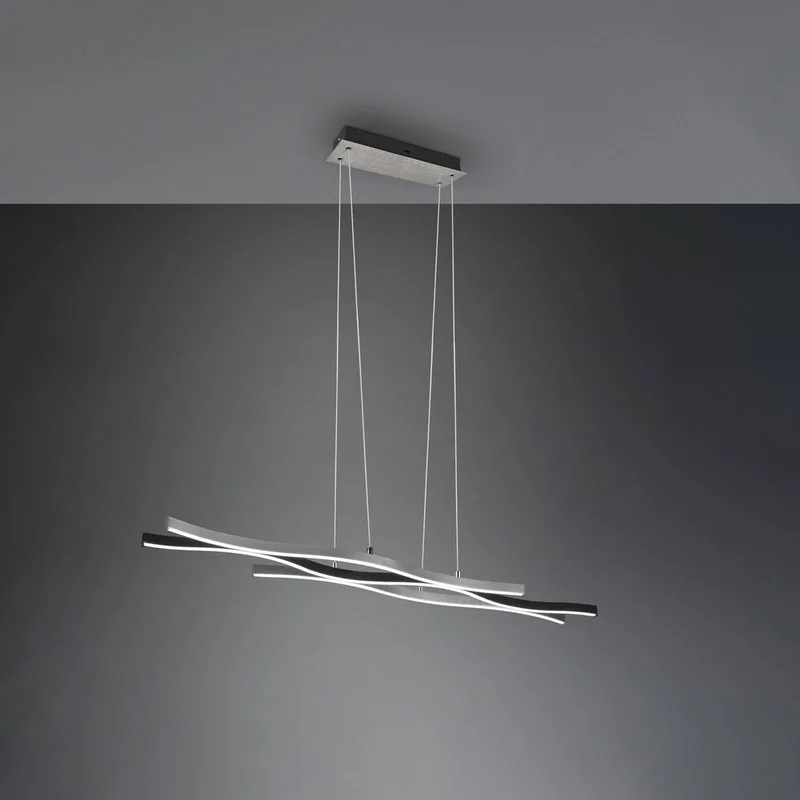 Blaze LED hanglamp, CCT, dimbaar, aluminium de Trio en Geborsteld aluminium, Noir – photo produit