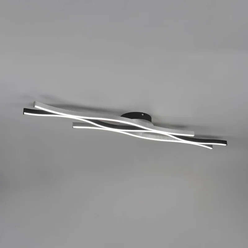 Blaze LED plafondlamp, CCT, dimbaar, aluminium fra Trio i Geborsteld aluminium, Sort – produktbillede