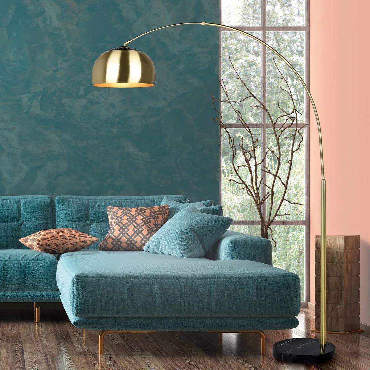 Booglamp Argentina, messing van Trio in Mat messing – productfoto
