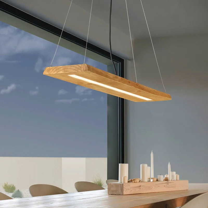 Brad LED hanglamp van hout van Trio in Hel hout – productfoto