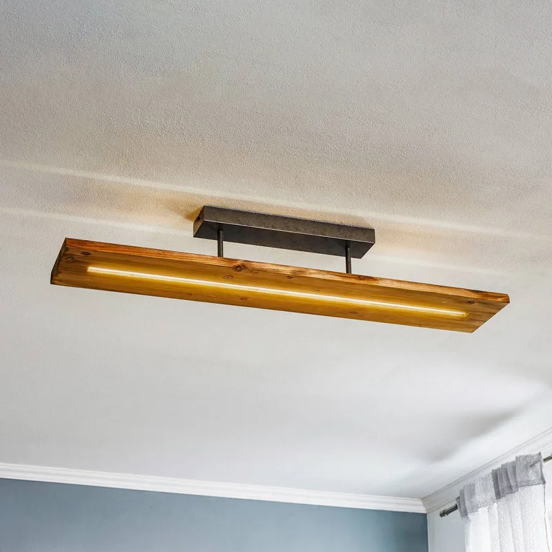 Brad LED plafondlamp van hout de Trio en Hel hout – photo produit