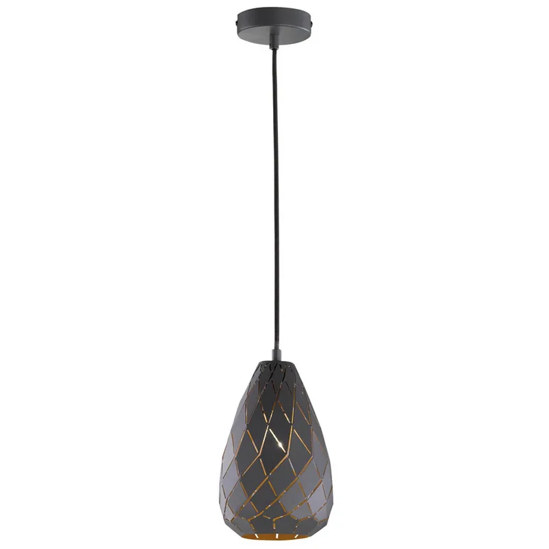 Buiten antraciet, binnen goud - hanglamp Onyx de Trio en Anthracite, Or – photo produit